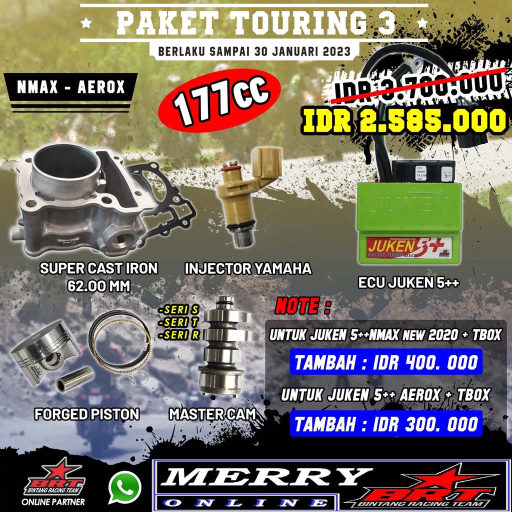 Paket Touring 3 BRT Paket Bore Up Nmax Aerox All New Nmax Blok Cast 62mm