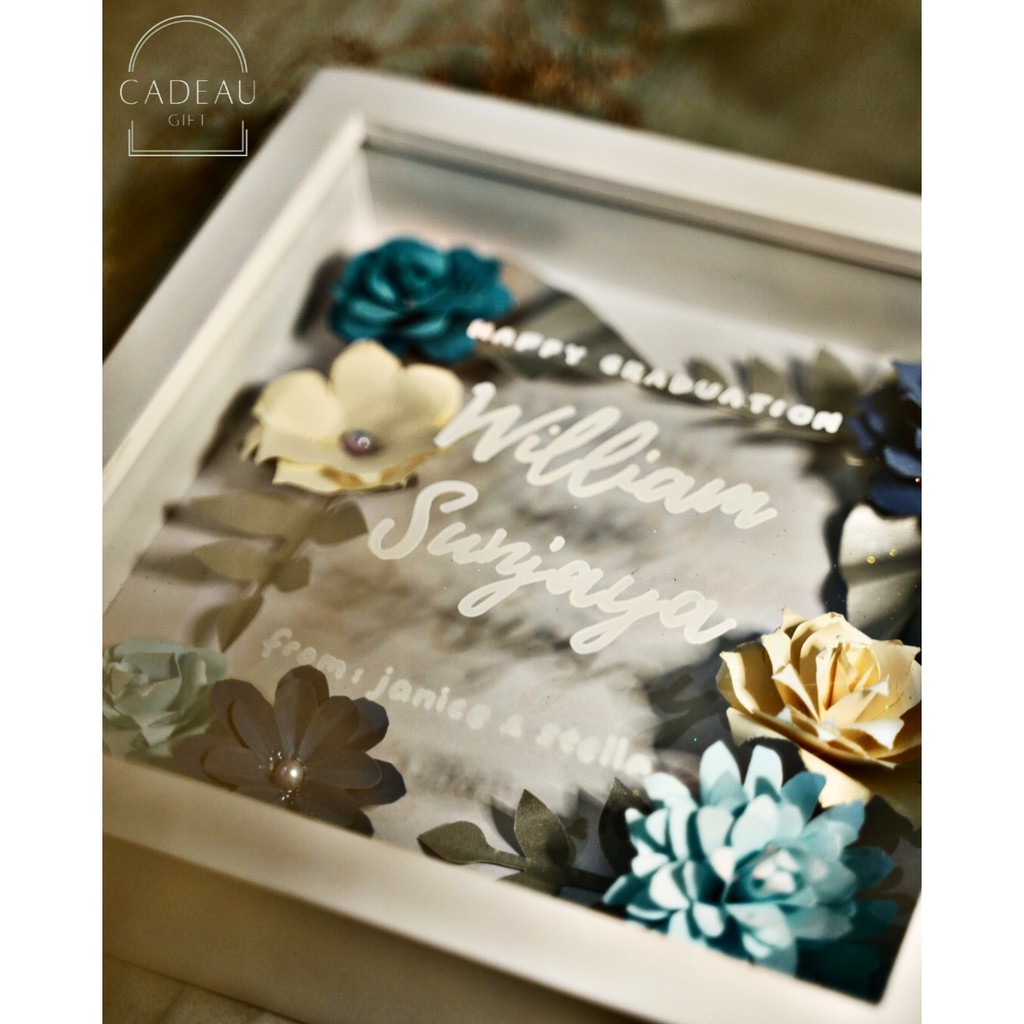 Download Custom Shadow Box Frame 3d Box With Paper Flowers In Frame Shape Shopee Indonesia