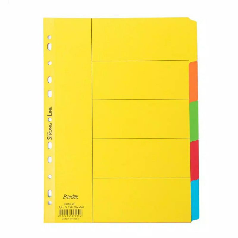 

Bantex Pembatas Binder Divider A4 5 Lembar Index Warna