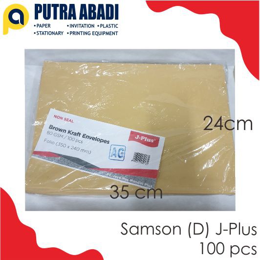 

Amplop Kertas Coklat Uk. Folio J-plus (Isi 100 Lembar)