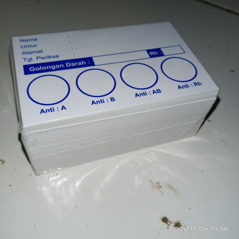 Kartu Golongan Darah isi 100 pcs -Kartu Goldar isi 100 lembar