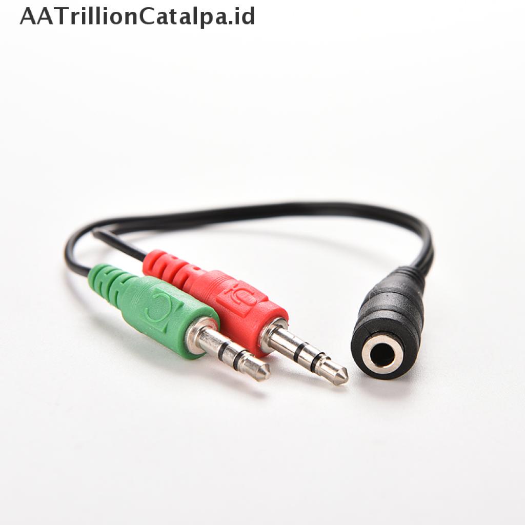 (AATrillionCatalpa) Kabel Splitter Jack Audio 3.5mm Female Ke 2 Male Untuk Headset / Mic