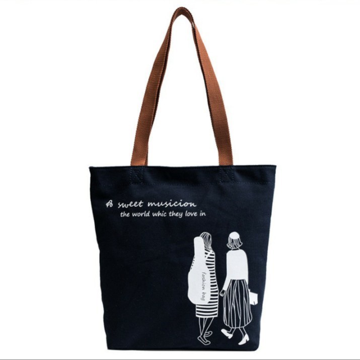 Twenty Bag - Tas Tote Bag Wanita Non Resleting Terbaru 2021 Aesthetic Kekinian Motif Carakter MUSISI Korea Style Multifungsi