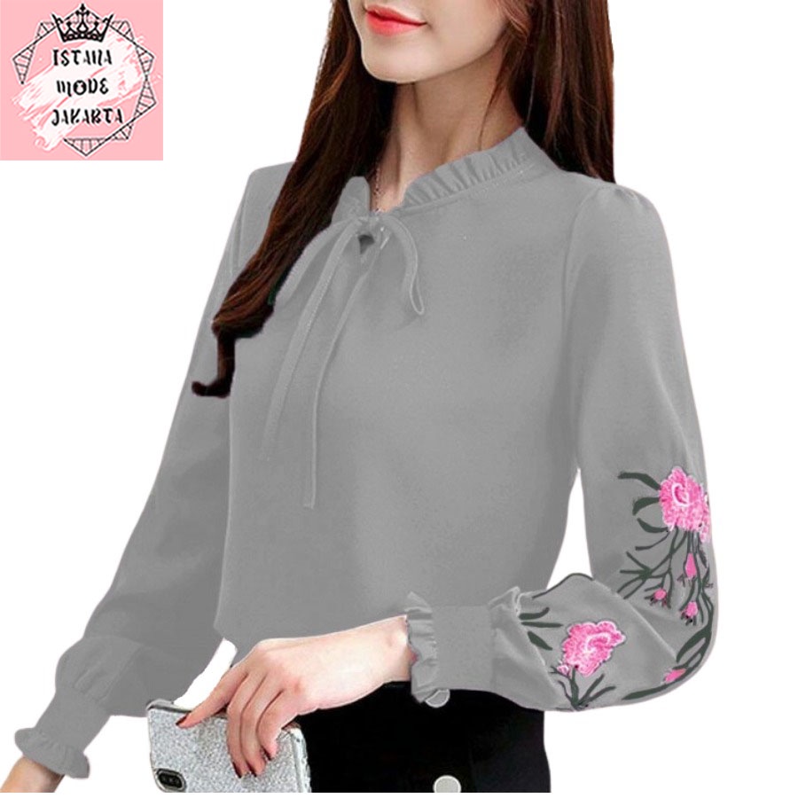 ISTANA MODE JAKARTA Aurelia Bordir baju atasan wanita terbaru blouse koreanstyle blouse wanita lengan panjang-2