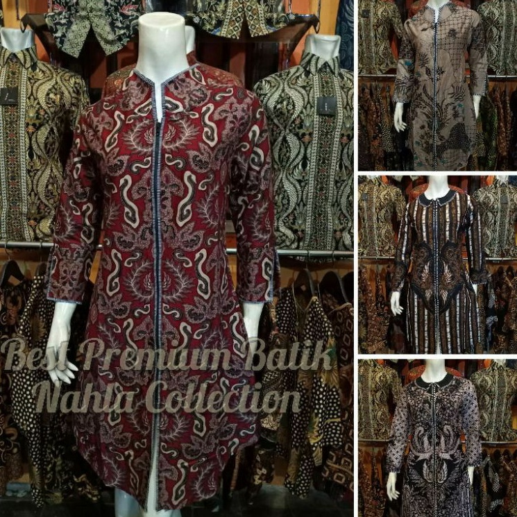 Best Premium Tunik Batik Kerja Kuda Laut Merah Original Butik Nahla