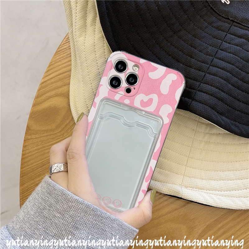 Soft Case TPU Motif Print Leopard Dengan Slot Kartu Untuk IPhone 12 13 11 Pro Max XR X 7 8 6 6s Plus XS Max SE