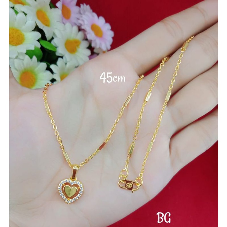 Kalung liontin perhiasan wanita dewasa emas muda kadar 35%