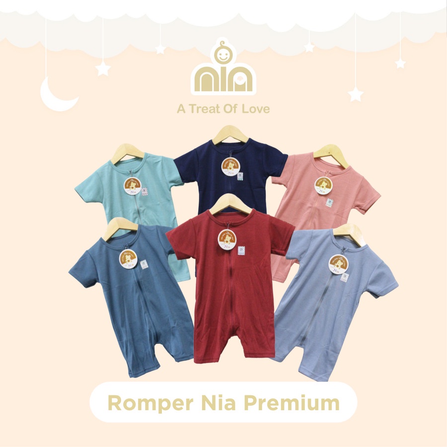 NIA Romper Bayi Unisex Warna Polos Nia Premium 3-6 Bulan Merk Nia
