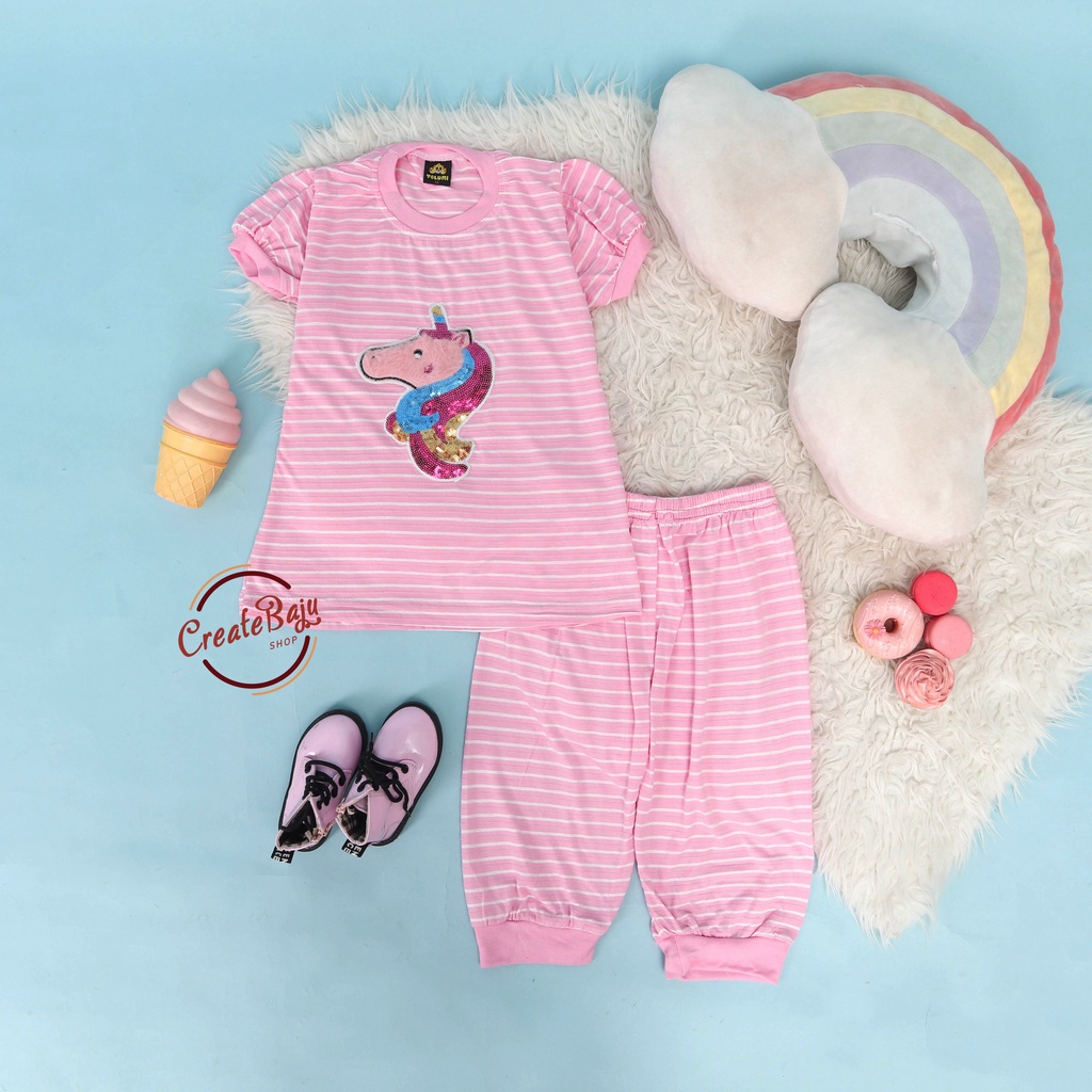 SETELAN ANAK PEREMPUAN 1-10 TAHUN UNICORN BAJU ANAK CEWEK LENGAN PENDEK MURAH