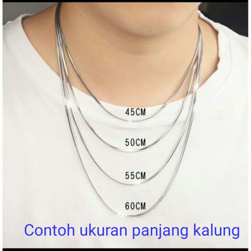 Kalung Pria model Kotak Titanium Anti Karat Anti Luntur Silver &amp; Gold