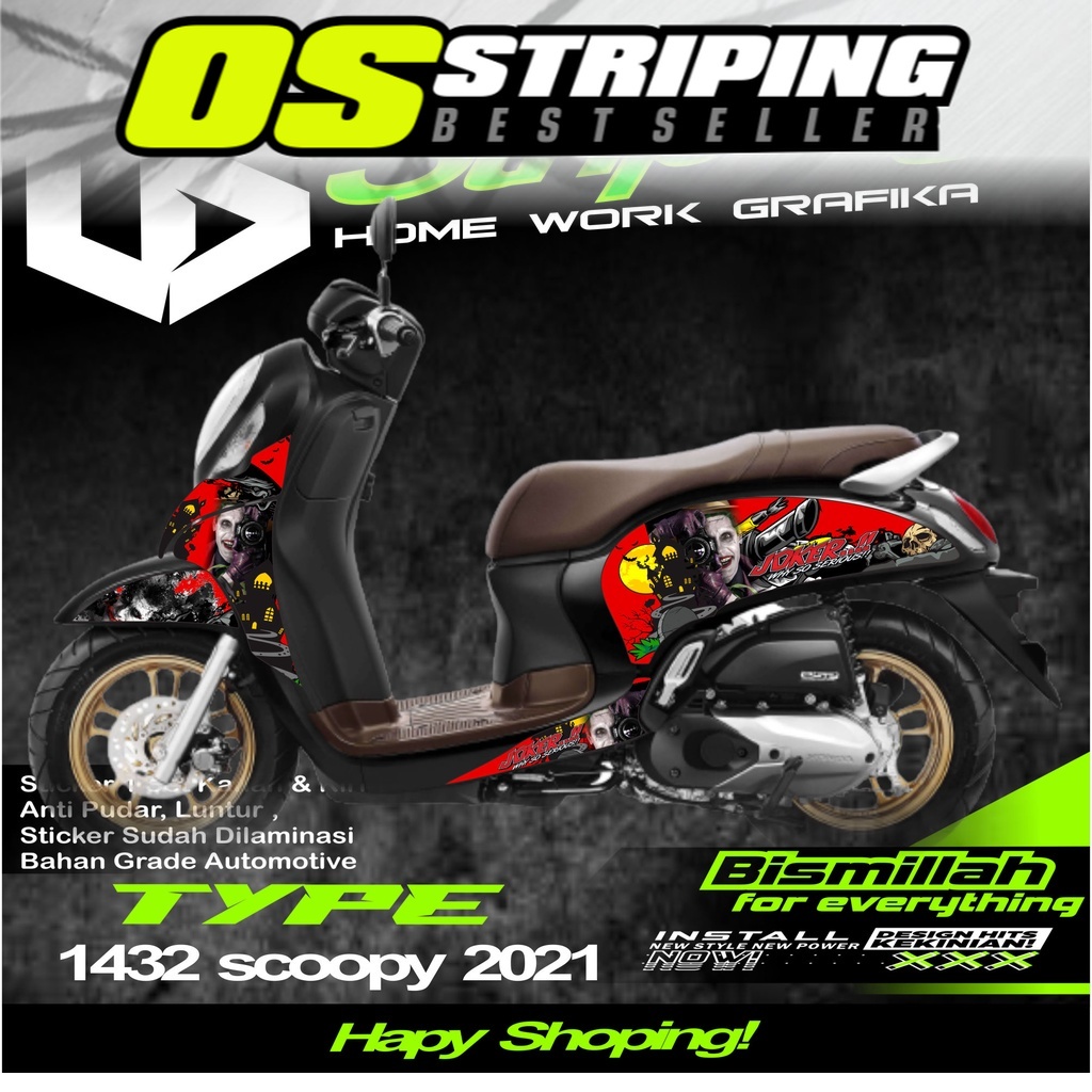 OS- 1432 Sticker Striping Motor SCOOPY FI NEW TAHUN 2021 List Variasi Joker