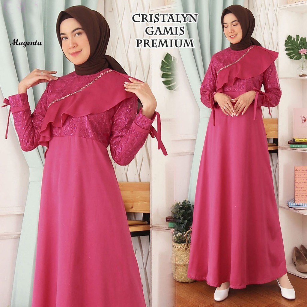 BAJU GAMIS PESTA MEWAH CRISTALYN SERAGAMAN PESTA BRIDESMAID SYARI DRESS CEWEK JUMBO TERBARU