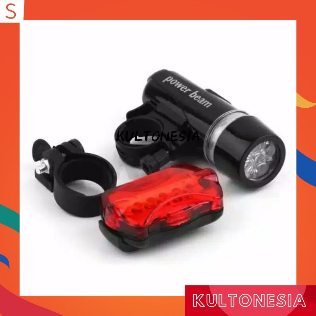 Lampu Sepeda LED 1 set Depan Belakang Anti air - Night lamp Bike Power beam Senter Sepeda Waterproof