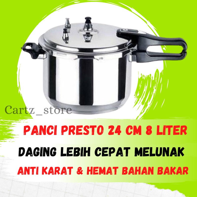 [bayar Di Tempat/cod] Panci Presto Ukuran 24 Cm 8 Liter Bahan Aluminium Alat Masak Cz0223