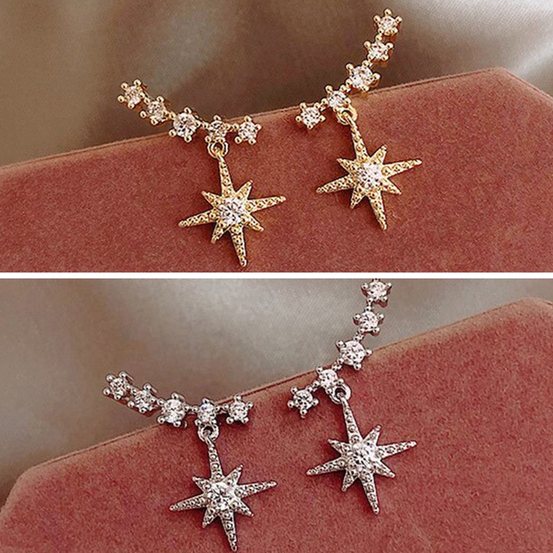Anting Kristal Bentuk Bintang Gaya Korea Klasik Untuk Wanita