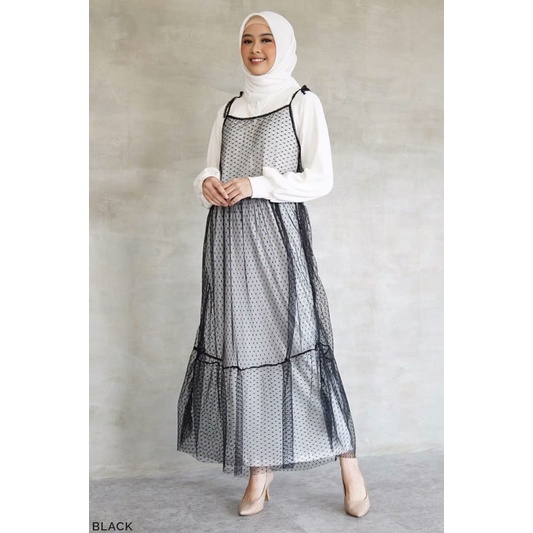 Desnie Outer Dress Wanita Tulle Dot