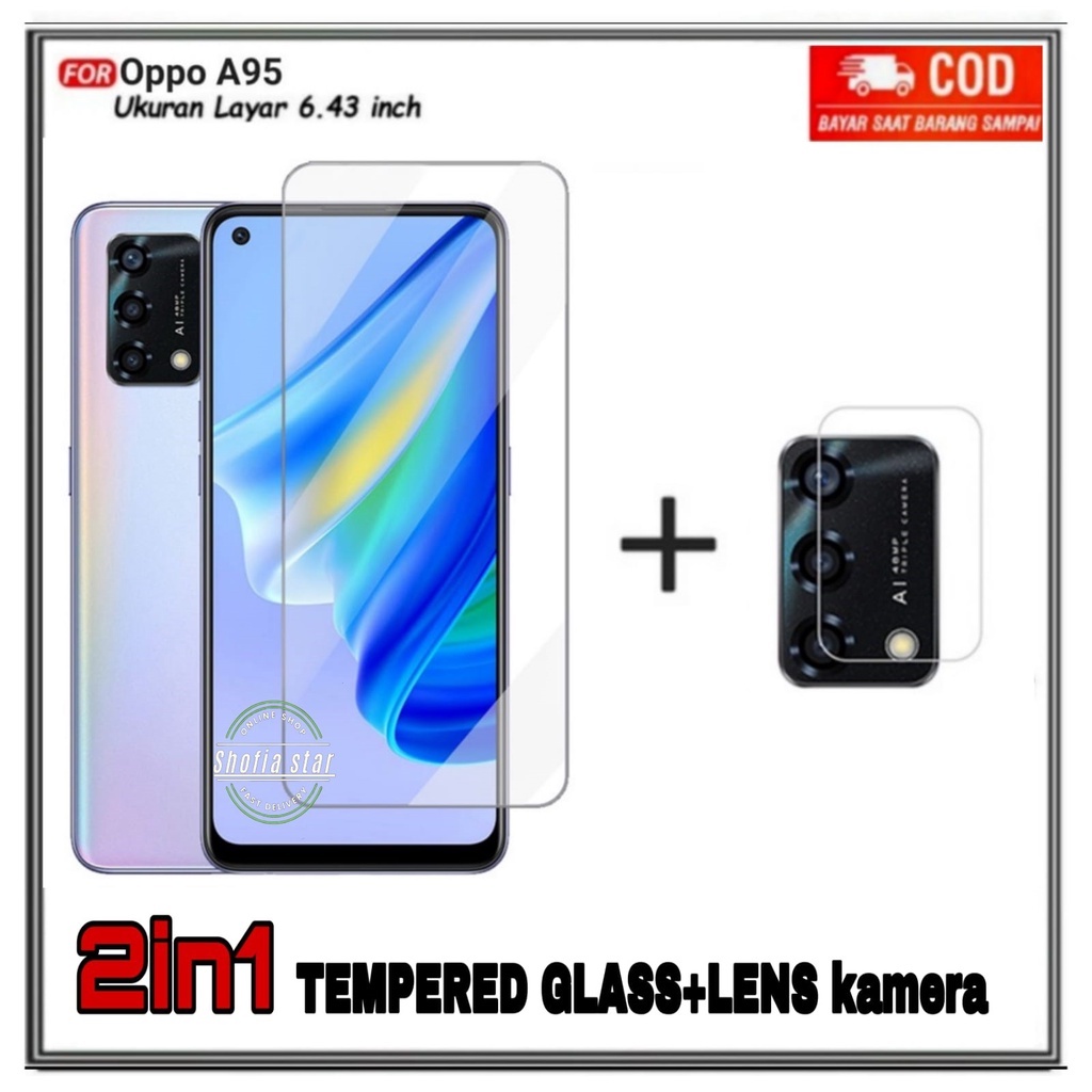 PAKET 2IN1 TEMPERED GLASS BENING OPPO A95 A74 A55 A54 4G/5G TG LAYAR ANTIGORES KACA FULL COVER
