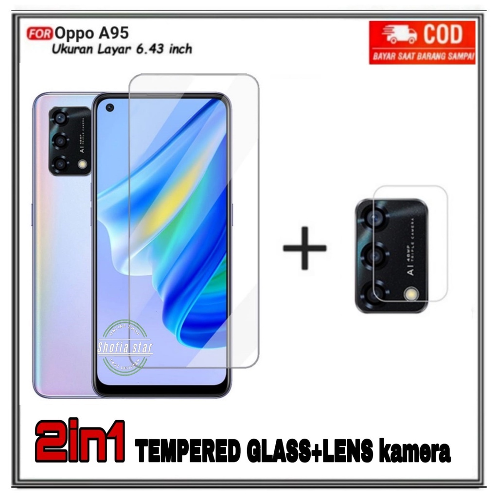 PAKET 2IN1 TEMPERED GLASS BENING OPPO A95 A74 A55 A54 4G/5G TG LAYAR ANTIGORES KACA FULL COVER