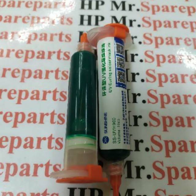 LEM PELAPIS PCB GREEN &amp; HITAM - UV CURING SOLDER MARK INK SOLDER 10 CC ORIGINAL &amp; FLUX BIASA KUNING