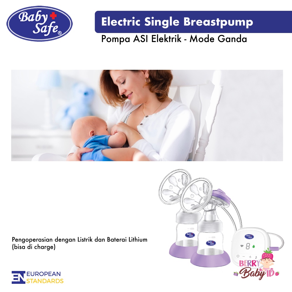 Baby Safe Electric Breast Pump Double Pompa ASI Elektrik Breastpump BPE02 Berry Mart