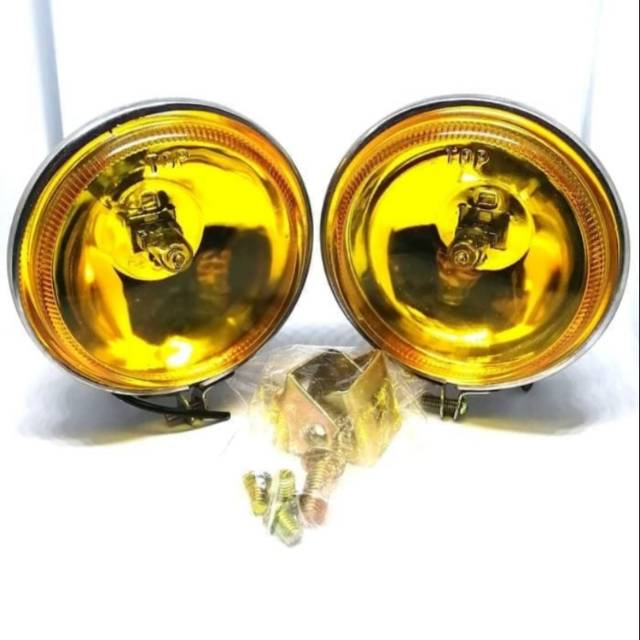 SEPASANG Lampu Kabut Fog Lamp Foglamp Depan Tembak Helogen Bulat Kuning CBR CB 100 GL Megapro