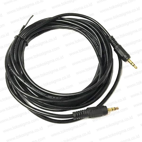 KABEL AUDIO AUX 3.5mm STEREO GARIS 2 M-M gold plate 5 meter HITAM