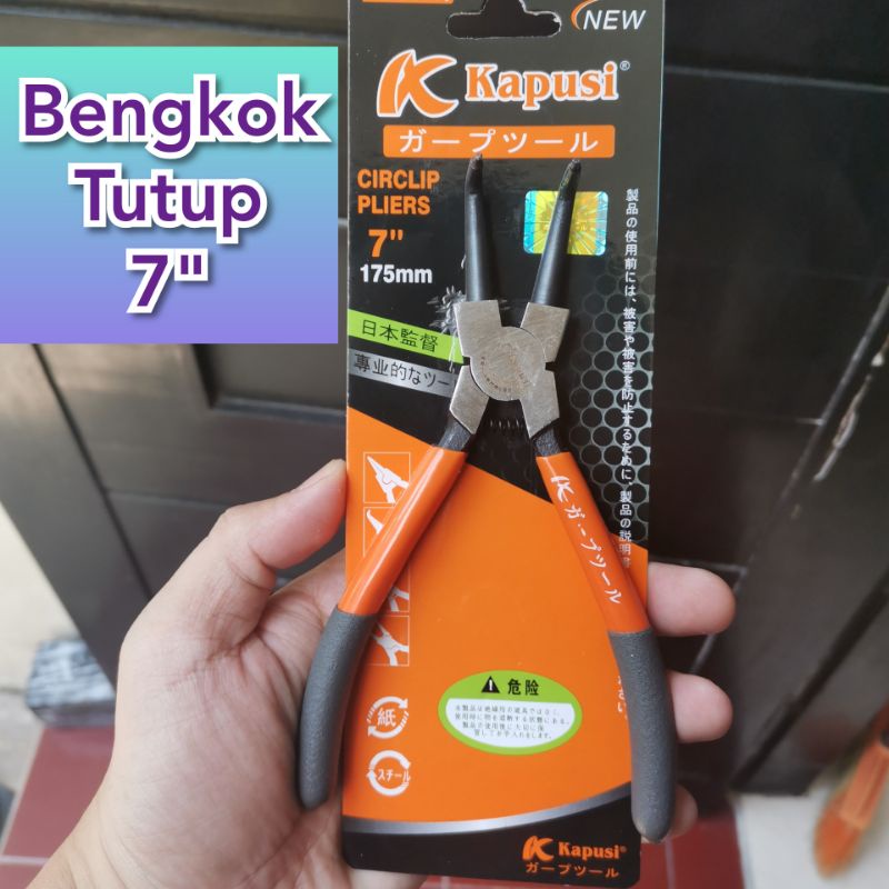 tang snap ring 7&quot; Kapusi Japan bengkok tutup circlip plier 7 inch