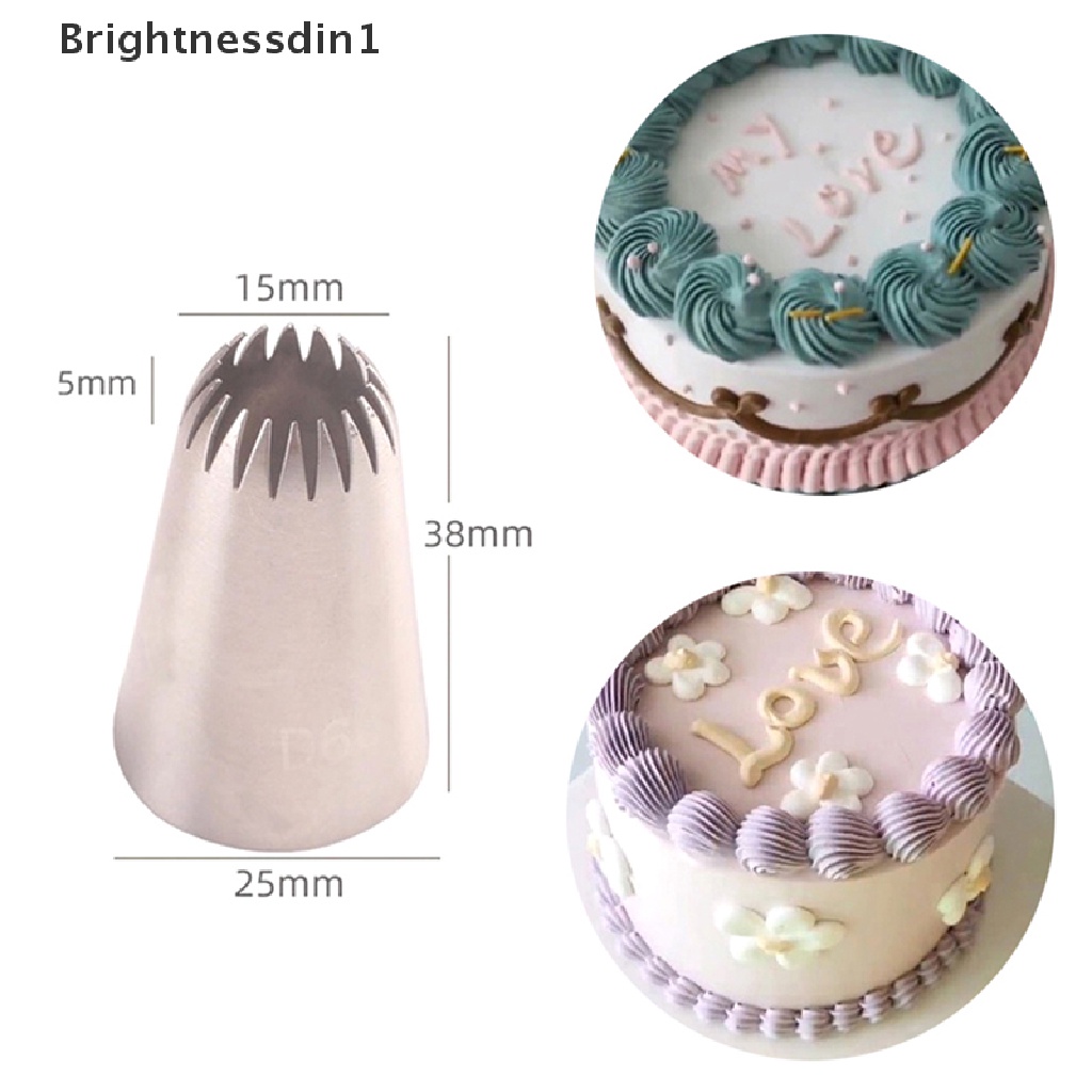 (Brightnessdin1) D66 Lampu Flash Ring Led Untuk Fotografi #18 Ujung Mulut Pipa Icing Desain Bintang Terbuka Bahan Stainless Steel Untuk Dekorasi Kue