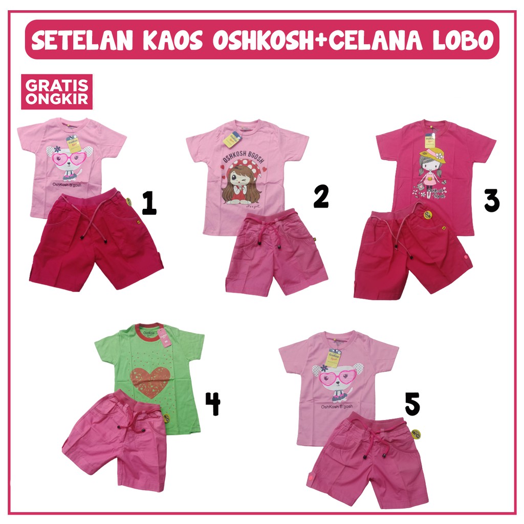 SETELAN BAJU ANAK OSHKOSH / SETELAN LOBO / SETELAN KARAKTER OSHKOSH / SETELAN BAJU ANAK