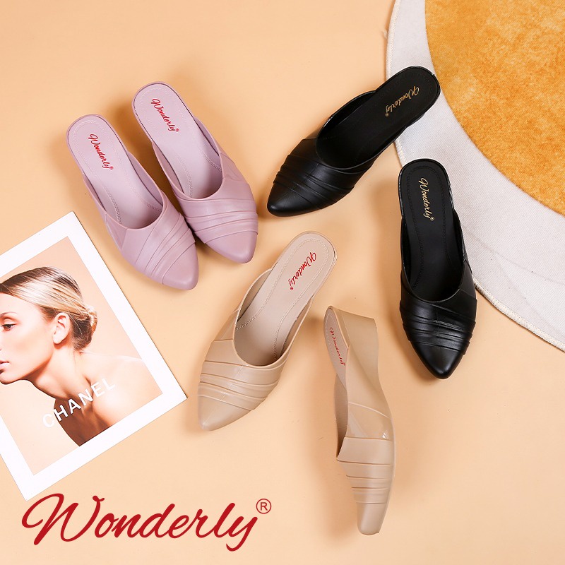 Wonderly Sepatu Wanita Wedges Jelly Motif Kerut A910-3 PVC