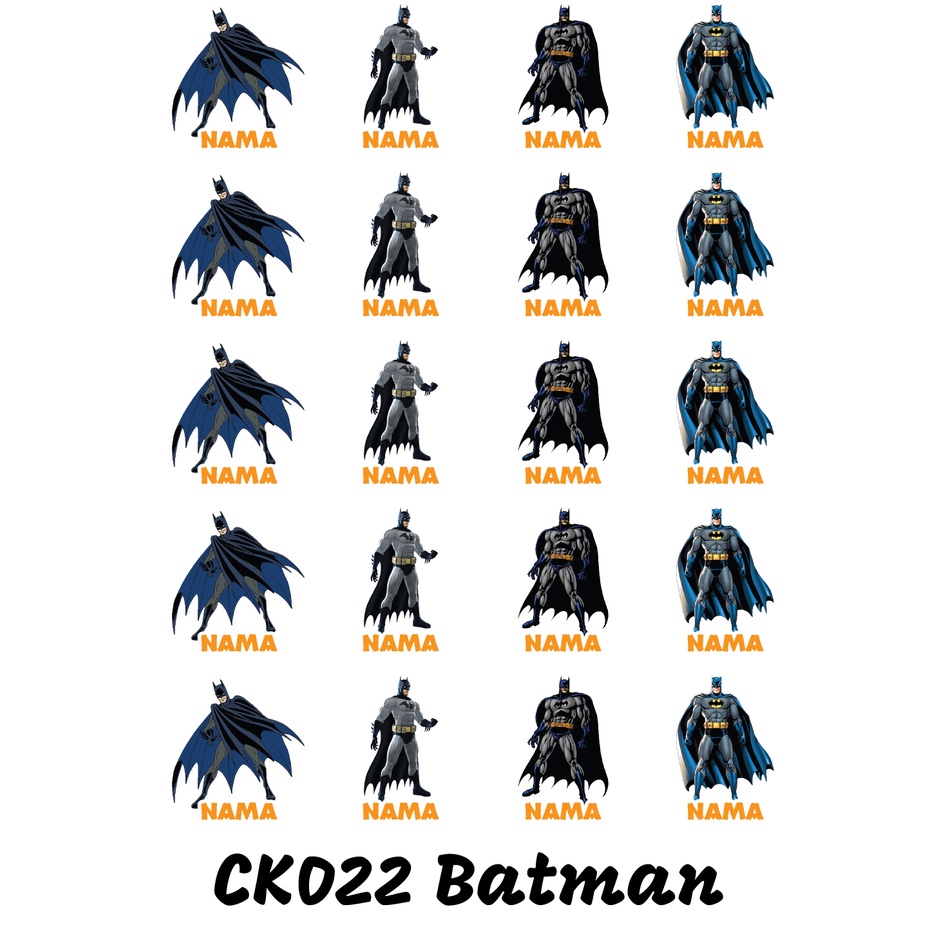 

Sticker Nama Cutting Label Waterproof Tahan Air Batman (CK022)