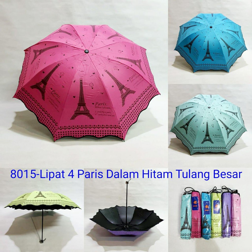 PAYUNG LIPAT MOTIF PARIS DALAM HITAM SAKURA 8015