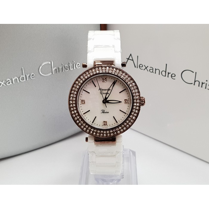 Jam Tangan Wanita Alexandre Christie AC 2323 Brown White Original