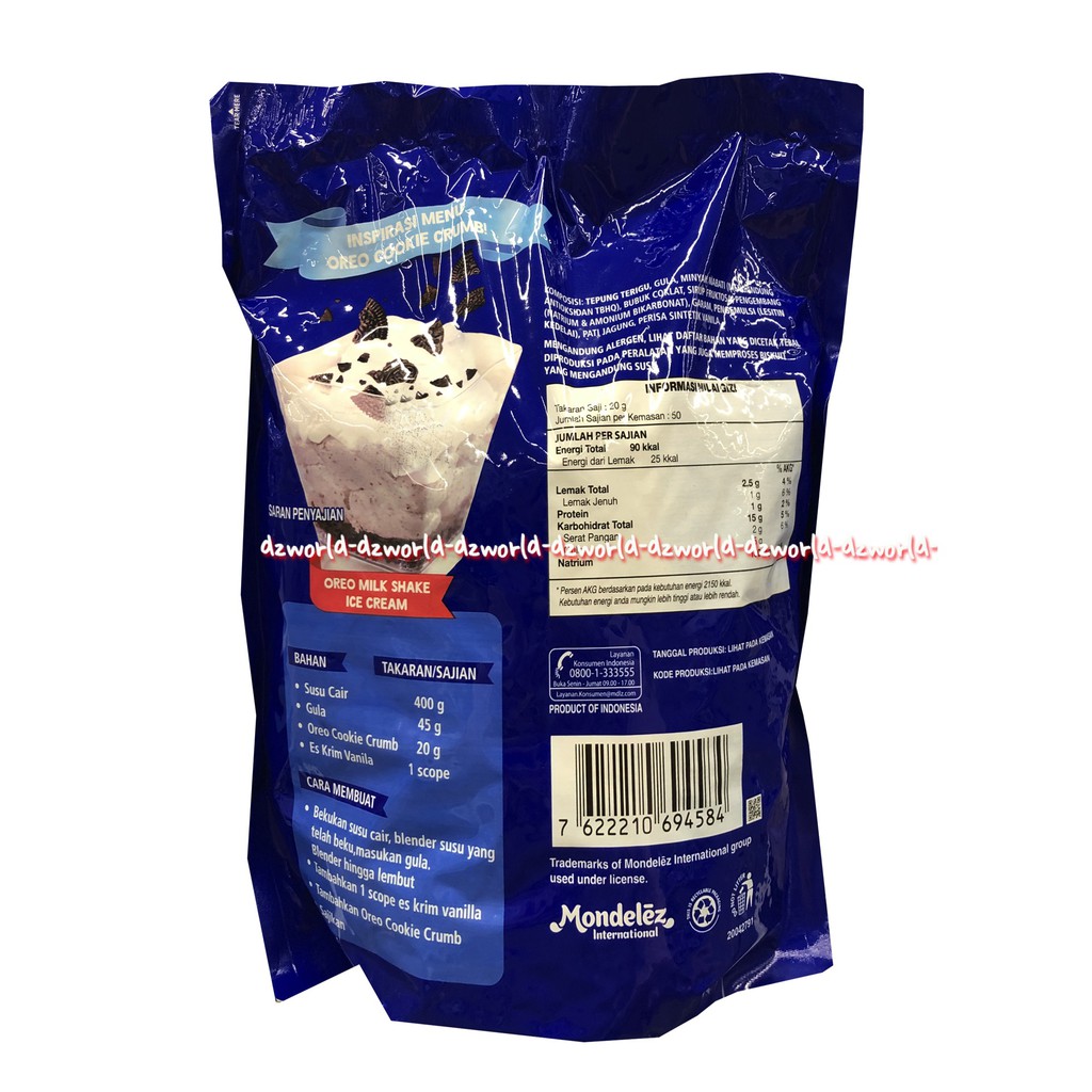 Oreo Cookie Crumb 1kg Original Oreoo Snack Cemilan Kemasan Pouch Plastik untuk Kue atau Minuman