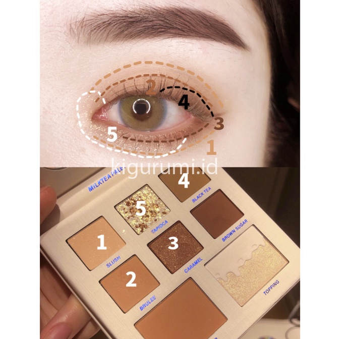 DIKALU Milktea Series 8 Warna Eyeshadow FREE KACA Pallete Matte Eyeshadow Palet Waterproof XX042