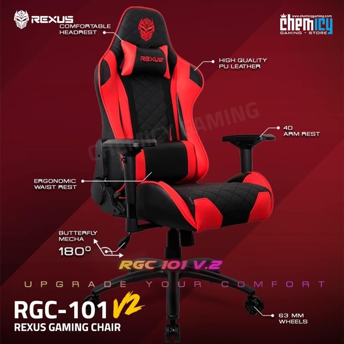 Rexus Gaming Chair / Kursi Gaming RGC 101 V2 Red