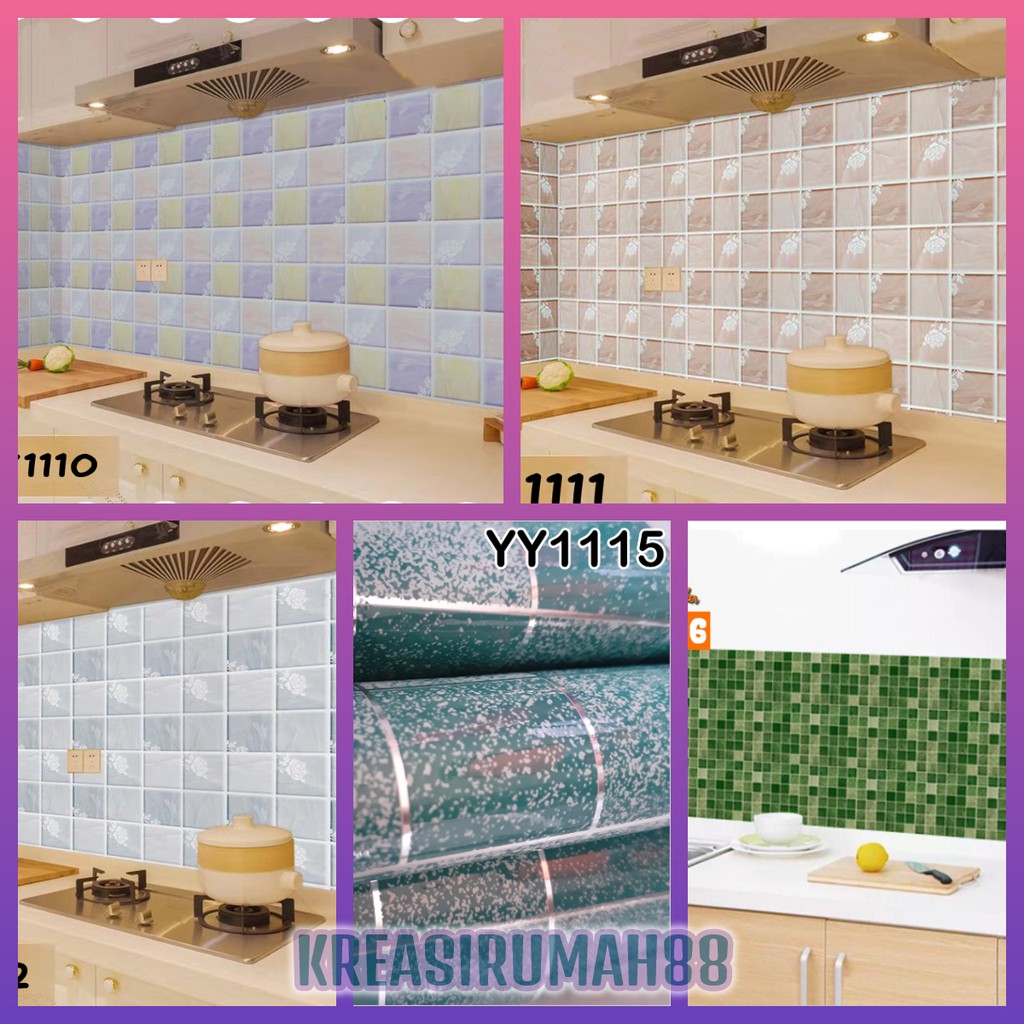 Stiker Dinding Dapur stiker dinidng Kamar Mandi Wallpaper Dinding tahan Air &amp; Minyak ukuran 5 meter