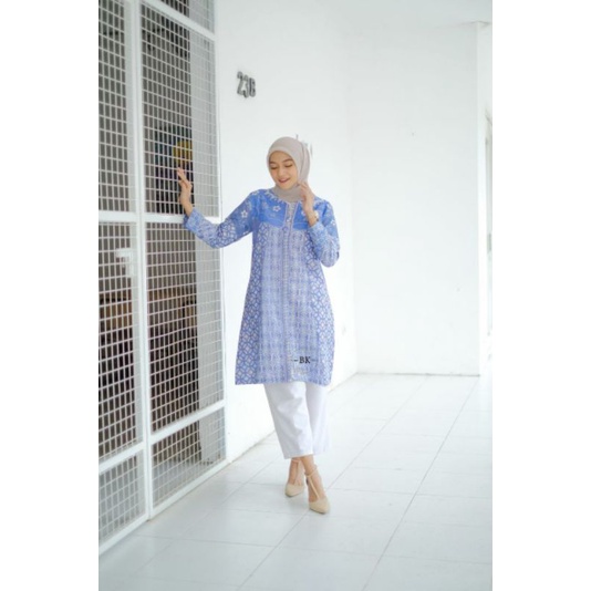 TUNIK BATIK MODERN SOFTCOLOR KAWUNG || ATASAN WANITA || M-L-XL-XXL-XXXL