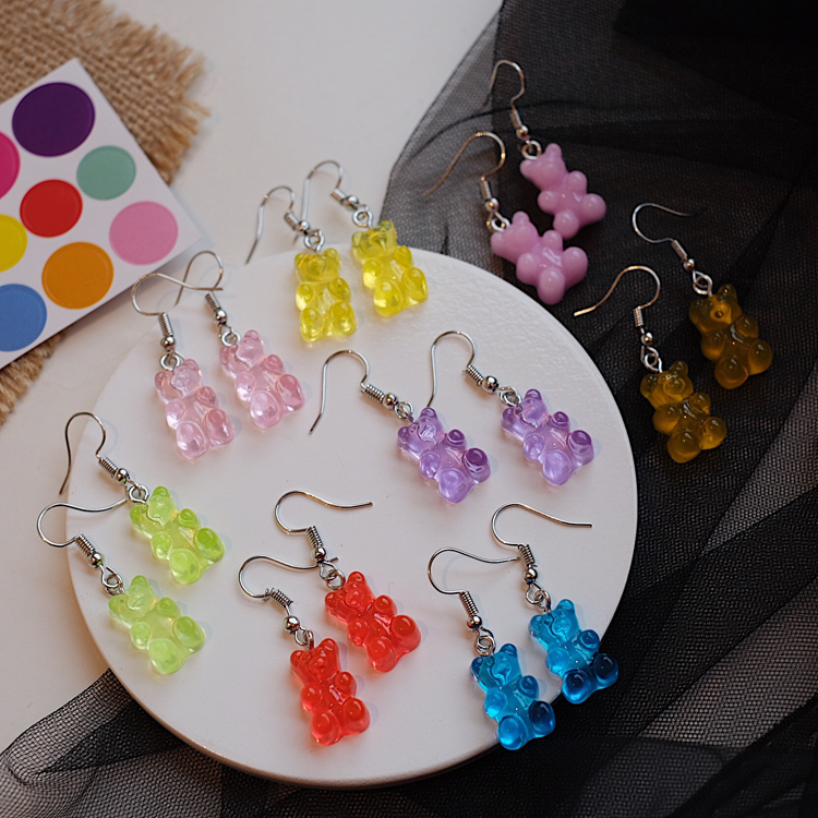 Korean INS Ladies Elegant Hanging  s Earrings / Cute Bear Earrings / Long Dangle  Ear Jewelry Accessories