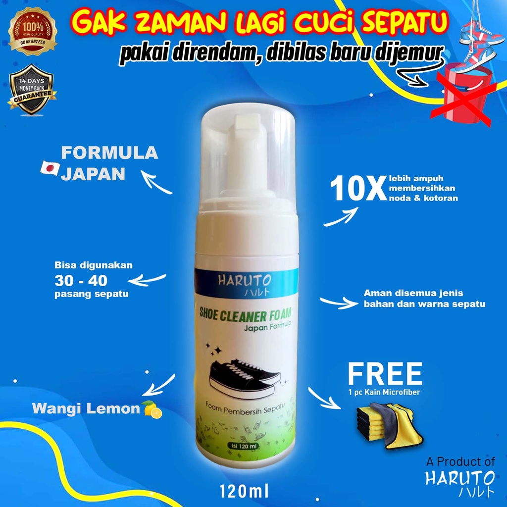 Shoe cleaner foam Haruto 120ml foam pembersih sepatu paket 2 botol