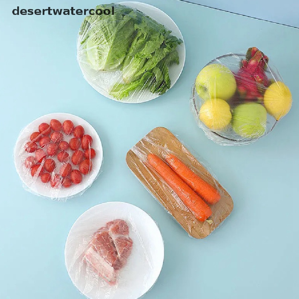 Deid 100pcs / Set Plastik Wrap Makanan Reusable Untuk Perlengkapan Dapur