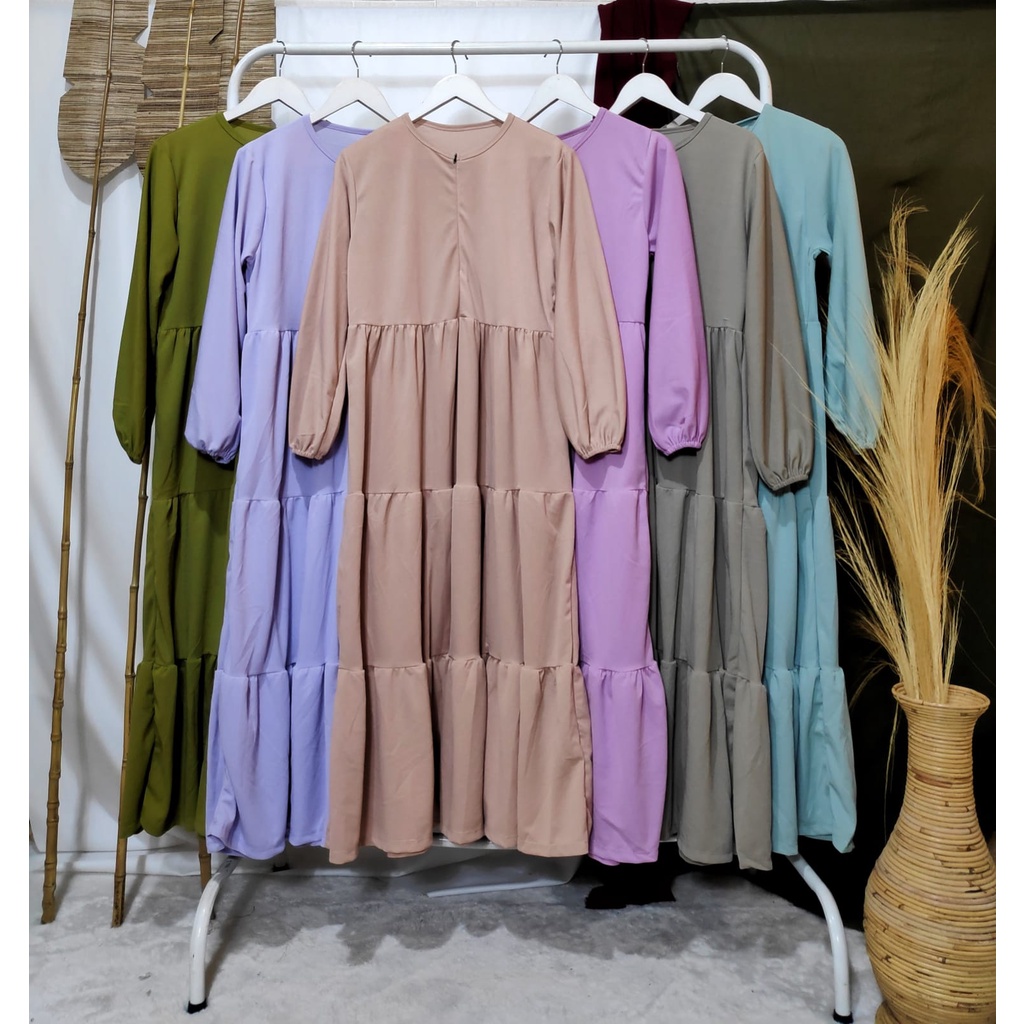 Gamis Wanita BUSUI Lengan Panjang Fashion Muslim Diora Fit  L-XL Lingkar Dada 100cm Panjang 130cm