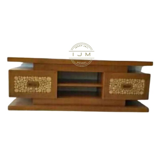 Meja tv minimalis model kaca mata kayu jati bufet rak TV kayu jati asli produk Jepara mebel Jepara