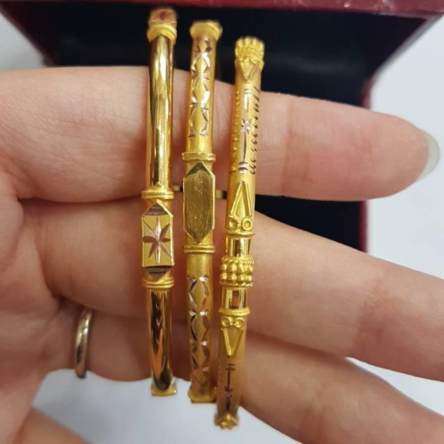  Gelang  emas asli  kadar 700 model  keroncong kristal  simple 