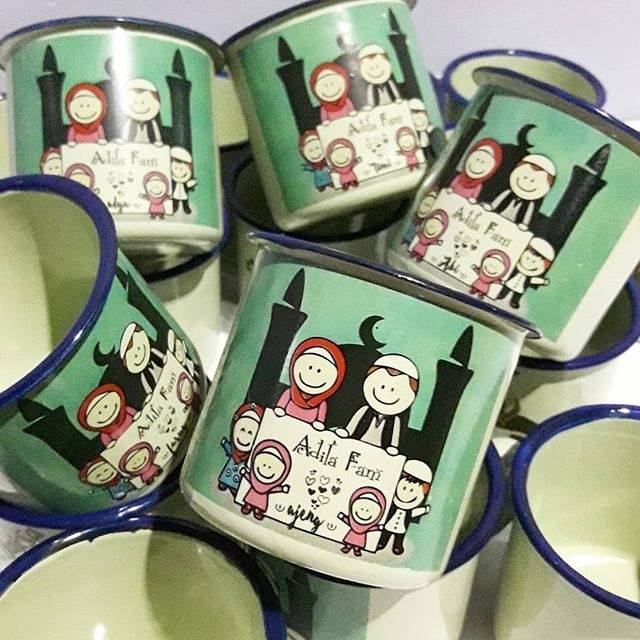 Cangkir Gelas Jadul Seng Kaleng Enamel Custom Cetak Fullcolor Antiluntur Grosir Minim 96pcs 8 lusin