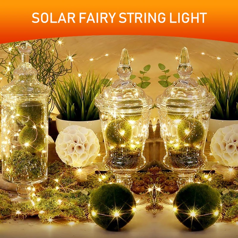 IP65 Waterproof Lampu Solar String Light Powered Copper Wire String Light untuk Outdoor Indoor Taman Rumah Pesta Pernikahan