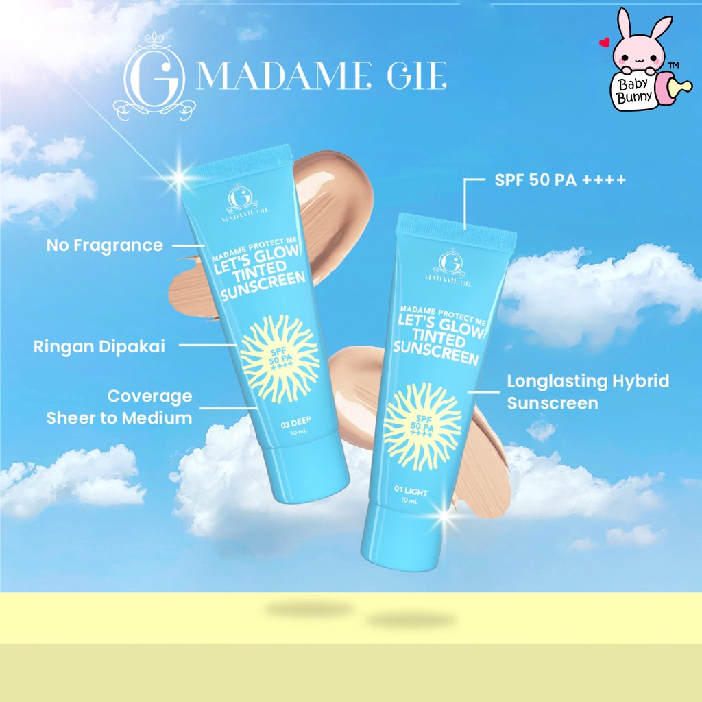 ❤ BELIA ❤ MADAME GIE Protect Me SPF 30 w Aloe Vera 60mL | Protect Me Let's Glow Tinted SPF 50 PA ++++ 10ml | Sunscreen sunblock tabir surya sun block