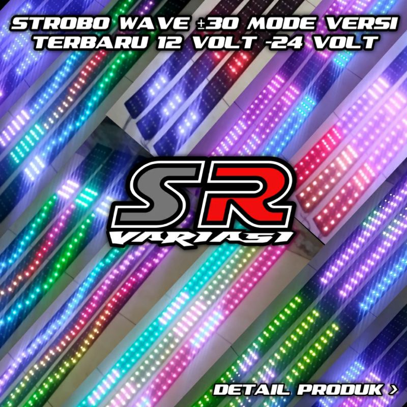 Lampu led Strobo kaca model wave 4 baris 30 mode RGB versi 2 terbaru untuk mobil,pikup,truk,bus dll 