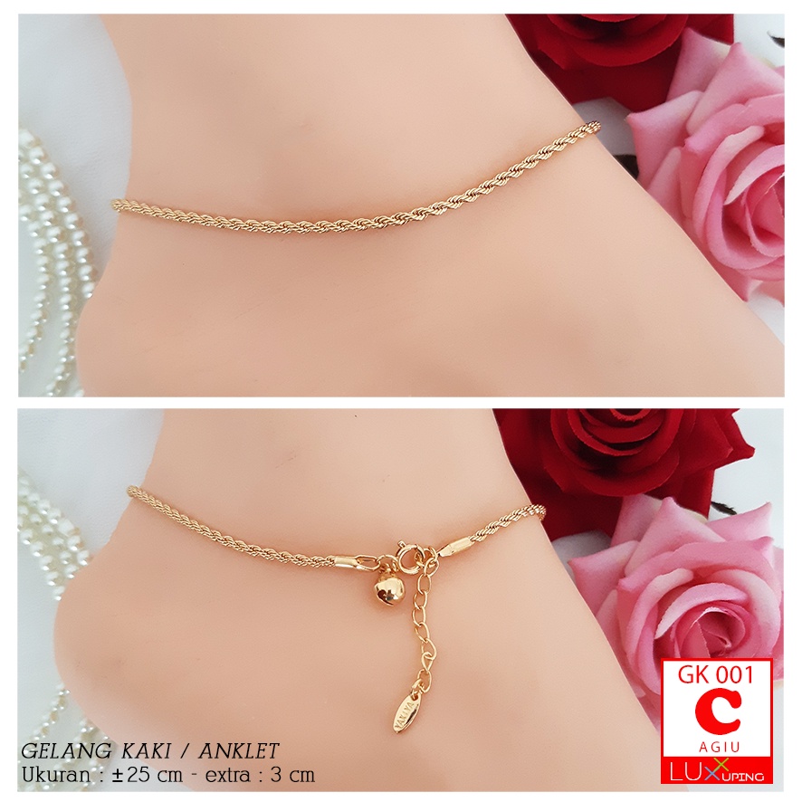 GK 001 GESER Gelang Kaki Terbaru Anklet Murah Lapis Emas Imitasi Gelang Kaki Xuping Perhiasan Mas Imitasi Gelang Aksesoris Kaki Yaxiya Luxx Xuping