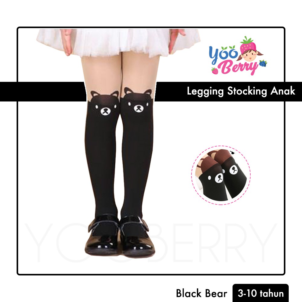 YooBerry Kids Pantyhose Stocking Legging Anak Perempuan Black Bear Berry Mart